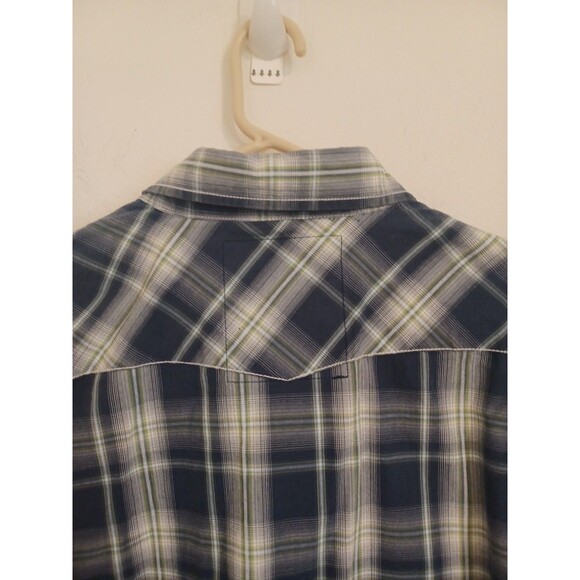 American Eagle Outfitters Shirt XXL Plaid Blue Longsleeve Pearl Snap Vintage Fit - Picture 9 of 9